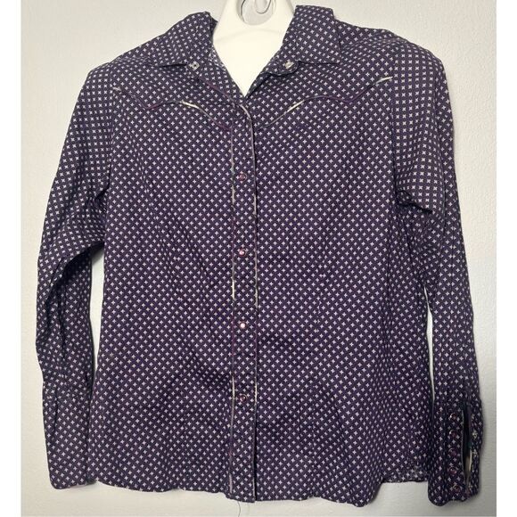 Roper Shirt Womens XL Purple Geometric Pearl Snap Rodeo Western Pockets Rodeo - Picture 2 of 8